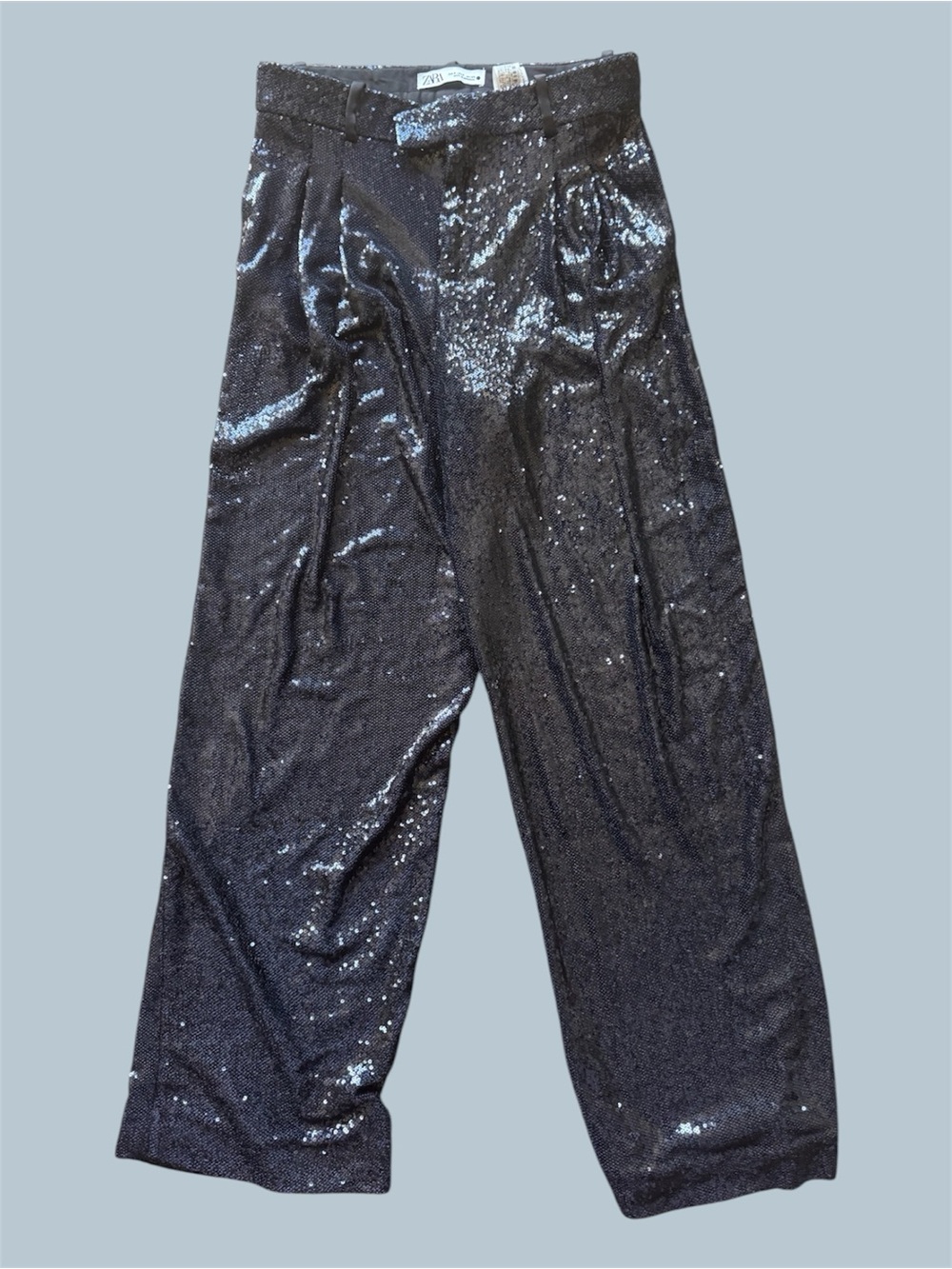Zara Navy Black Sequin Trousers, size S